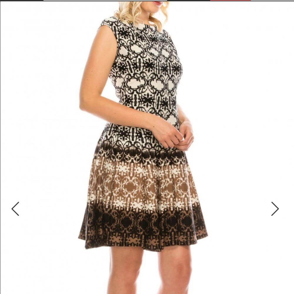 NWT Gabby Skye Brown Ivory Printed Neoprene Dress